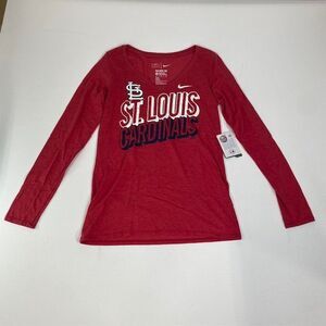 Nike St. Louis Cardinals MLB Long Sleeve V-Neck‎ Graphic T-Shirt Red Medium
